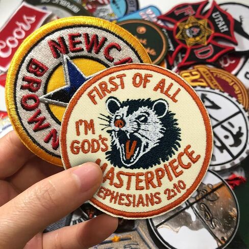 First of All I'm God's Masterpiece Patch, 3 Inches Sew On, Iron On Opossum Religious Bible Embroidered Patches for Backpack, Jacket, Hat, Jeans DIY Uniform Clothes Gift for Men Women Kids Size 3 Inch in Kuwait
