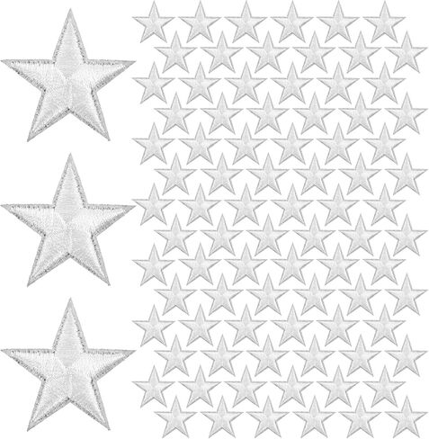 1.14" Mini White Iron on Stars, 80 PCS White Star Iron on Patches Whites Star Patches for Clothes Sew on Fabric Stars Decorative Embellishments Applique for DIY Craft Backpack Hats Repair Decorative in Saudi Arabia