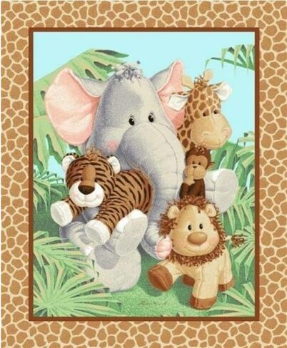 نسيج قطن Jungle Babies - نسيج قطني من The Yard، ربع سمين، نصف ياردة، 1 ياردة، قطعتان من الياردات in Kuwait