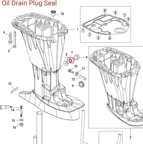 268M0204693 Drain Plug Gasket 26-830749 Oil Drain Plug Seal for Mercury 30 35 40 50 60 HP 18-24301-9 in Kuwait