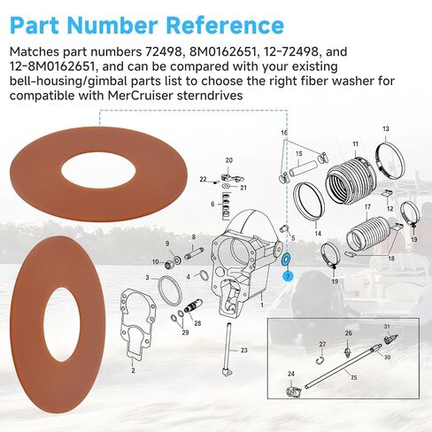 (2-Pack) 72498 Bell Housing Fiber Washer, Compatible with MerCruiser sterndrive outdrive R, MR, Alpha One and Alpha One Gen II, Replaces 12-72498, 8M0162651, 12-8M0162651 in Saudi Arabia