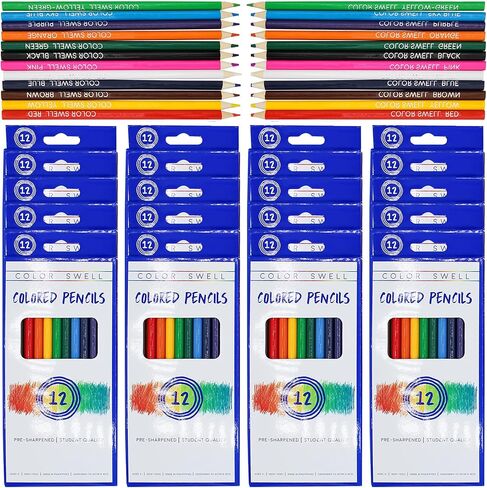Color Swell Bulk Colored Pencil Packs 120 Sets 12 Count Assorted Vibrant Pre-Sharpened Colors 360 Total Perfect for Kids, Teachers and Classrooms in Kuwait