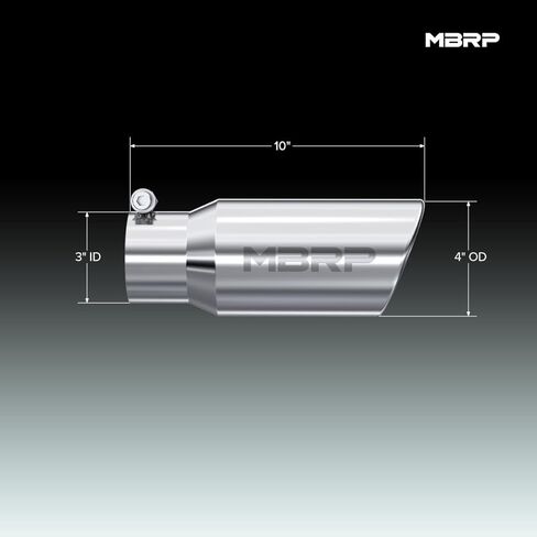 طرف طرفي ملفوف بزاوية MBRP T5155 T304، 4 بوصة، مدخل 3 بوصة، طول 10 بوصة in Kuwait