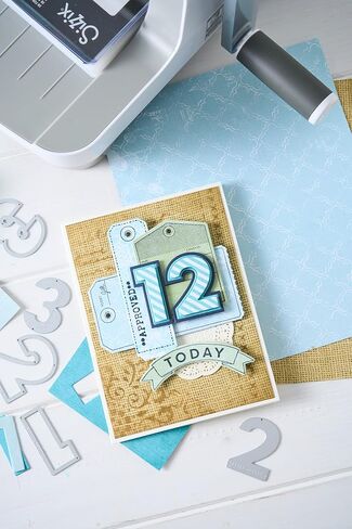 مجموعة طوابع شفافة من Sizzix مع قوالب إطارات، وعلامة عليها من 49 & Market، و6 طوابع مطاطية و17 قالب قطع in Kuwait