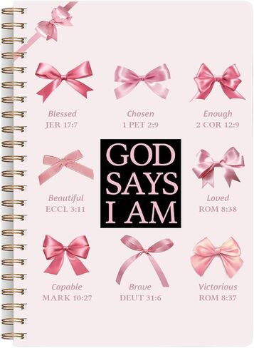 Bible Prayer Journal for Women,Christian Faith Journaling Gifts for Girls Kids Teen,Bible Notes Study Supplies,Preppy Coquette Pink Bow Cute Spiral Notebook 5.5 x 8.3 (Pink) in Saudi Arabia