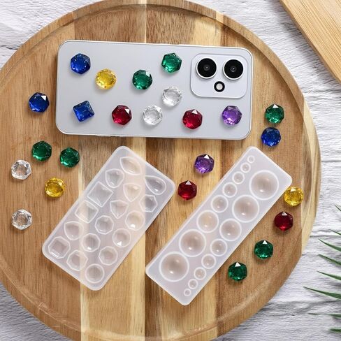 4 Pcs Jewelry Resin Molds, Gemstone Silicone Mold Crystal Stones Silicone Mold Clear Epoxy Resin Jewelry Casting Molds for DIY Earring Pendant in Kuwait