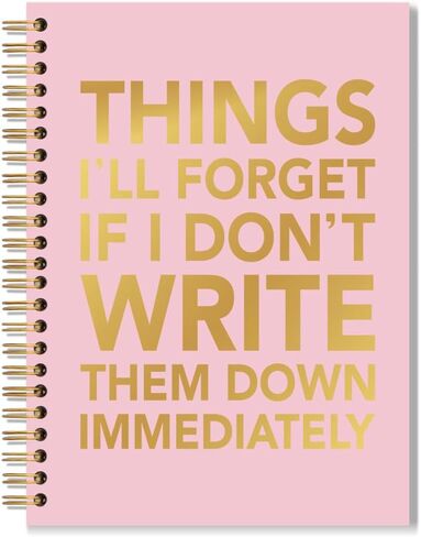 Things I'll Forget If I Don't Write Them Down Immediately Pink Spiral Notebook, Funny Sarcastic Work Notebook for Adults, Humor Office Gag Gifts New Job Gifts for Women Coworker Boss Sister in Saudi Arabia