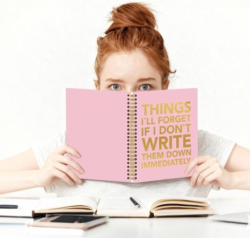Things I'll Forget If I Don't Write Them Down Immediately Pink Spiral Notebook, Funny Sarcastic Work Notebook for Adults, Humor Office Gag Gifts New Job Gifts for Women Coworker Boss Sister in Saudi Arabia