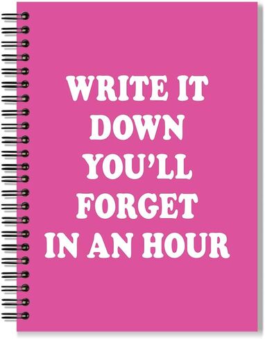 Things I'll Forget If I Don't Write Them Down Immediately Pink Spiral Notebook, Funny Sarcastic Work Notebook for Adults, Humor Office Gag Gifts New Job Gifts for Women Coworker Boss Sister in Saudi Arabia