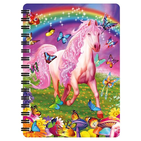 3D LiveLife Jotter - Pink Pony Dazzle من Deluxebase. دفتر ملاحظات صغير مقاس A6 مقاس 5.5 × 4 بوصات مزود بـ 80 صفحة عادية معاد تدويرها. دفتر ملاحظات على شكل حيوانات بحجم الجيب أو مجلة أو كتاب رسم مع غطاء حصان in Kuwait