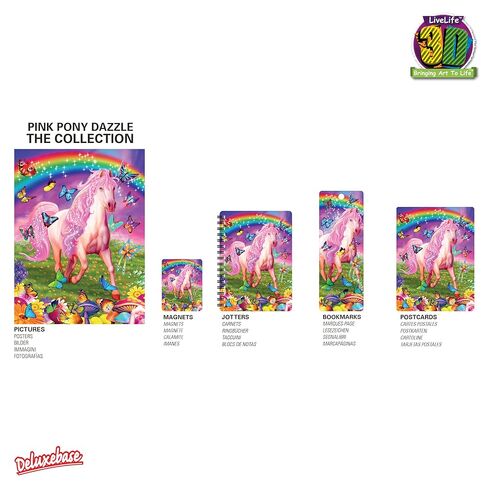 3D LiveLife Jotter - Pink Pony Dazzle من Deluxebase. دفتر ملاحظات صغير مقاس A6 مقاس 5.5 × 4 بوصات مزود بـ 80 صفحة عادية معاد تدويرها. دفتر ملاحظات على شكل حيوانات بحجم الجيب أو مجلة أو كتاب رسم مع غطاء حصان in Kuwait