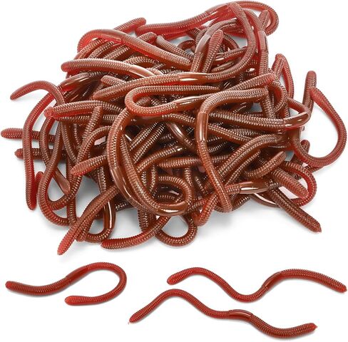 Cedilis 50 Pieces Fake Earthworm, Stretchy Lifelike Faux Rubber Earthworms, Plastic Soft Worm Trick Toys for April Fools Party Prank, Halloween, 7 inch in Saudi Arabia