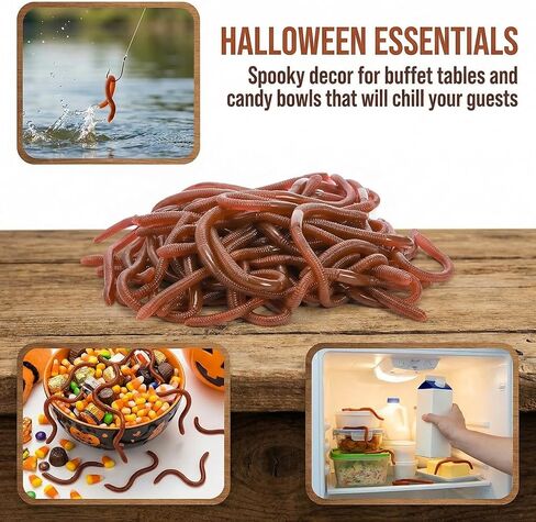 Cedilis 50 Pieces Fake Earthworm, Stretchy Lifelike Faux Rubber Earthworms, Plastic Soft Worm Trick Toys for April Fools Party Prank, Halloween, 7 inch in Saudi Arabia