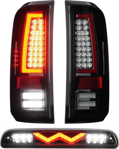 مصابيح خلفية Tresound + مصباح شحن الفرامل الثالث لسيارة Ford F250 F350 F450 F550 Super Duty 2008-2016 (نموذج سرير Fleetside)، مجموعة ضوء خلفي LED للتركيب العالي، عدسات دخان مبيت من الكروم in Kuwait