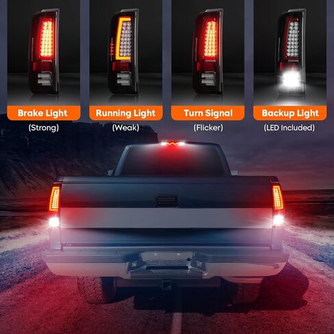 مصابيح خلفية Tresound + مصباح شحن الفرامل الثالث لسيارة Ford F250 F350 F450 F550 Super Duty 2008-2016 (نموذج سرير Fleetside)، مجموعة ضوء خلفي LED للتركيب العالي، عدسات دخان مبيت من الكروم in Kuwait