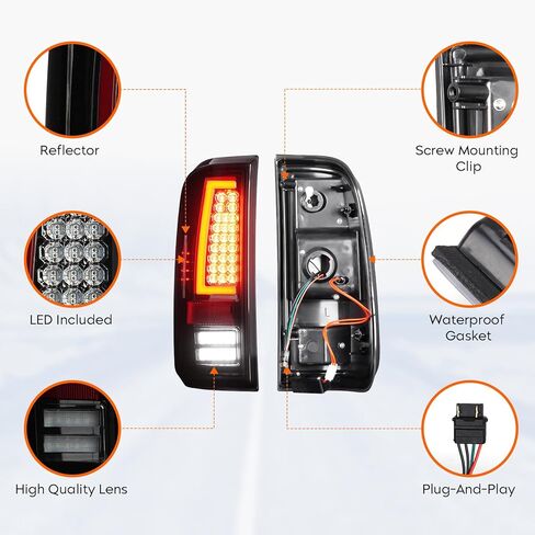 مصابيح خلفية Tresound + مصباح شحن الفرامل الثالث لسيارة Ford F250 F350 F450 F550 Super Duty 2008-2016 (نموذج سرير Fleetside)، مجموعة ضوء خلفي LED للتركيب العالي، عدسات دخان مبيت من الكروم in Kuwait