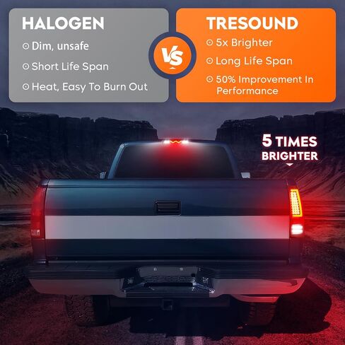مصابيح خلفية Tresound + مصباح شحن الفرامل الثالث لسيارة Ford F250 F350 F450 F550 Super Duty 2008-2016 (نموذج سرير Fleetside)، مجموعة ضوء خلفي LED للتركيب العالي، عدسات دخان مبيت من الكروم in Kuwait