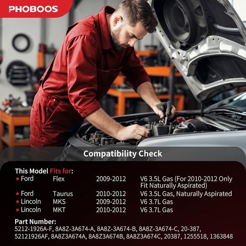 PHOBOOS Power Steering Pump Compatible with Lincoln MKS 2009-2012, MKT 2010-2012 3.7L & Ford Flex 2009-2012, Taurus 2010-2012 3.5L,With Pulley, Low Noise, Smooth Steering, Ref. 20-387 in Kuwait