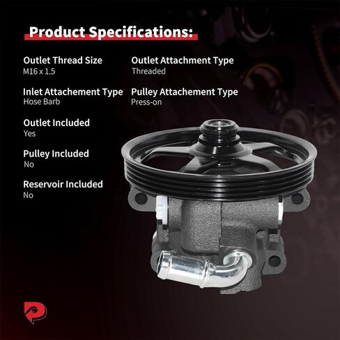 PHOBOOS Power Steering Pump Compatible with Lincoln MKS 2009-2012, MKT 2010-2012 3.7L & Ford Flex 2009-2012, Taurus 2010-2012 3.5L,With Pulley, Low Noise, Smooth Steering, Ref. 20-387 in Kuwait