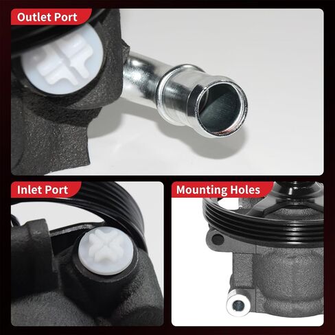PHOBOOS Power Steering Pump Compatible with Lincoln MKS 2009-2012, MKT 2010-2012 3.7L & Ford Flex 2009-2012, Taurus 2010-2012 3.5L,With Pulley, Low Noise, Smooth Steering, Ref. 20-387 in Kuwait