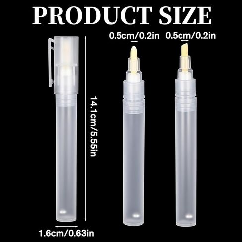 Thinp 8Pcs Empty Paint Markers, Refillable Paint Markers 3mm 6mm Blank Round Tilted Flat Head Acrylic Refillable Marker Clear Empty Paints Pen for Touch Up Graffiti Paper Drawing in Saudi Arabia