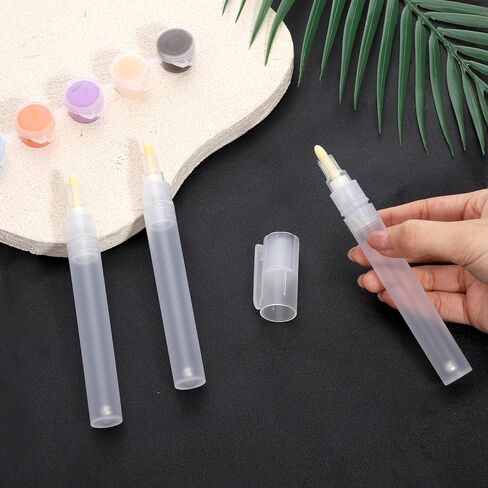 Thinp 8Pcs Empty Paint Markers, Refillable Paint Markers 3mm 6mm Blank Round Tilted Flat Head Acrylic Refillable Marker Clear Empty Paints Pen for Touch Up Graffiti Paper Drawing in Saudi Arabia