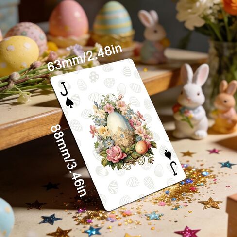 Playing Cards, Easter Bunny Themed Playing Card, Featuring 54 Unique Exquisite Illustrations And Non-Slip Surface Texture Design, Suitable For Party Games, Easter Gifts And Playing Card Collections. in Kuwait