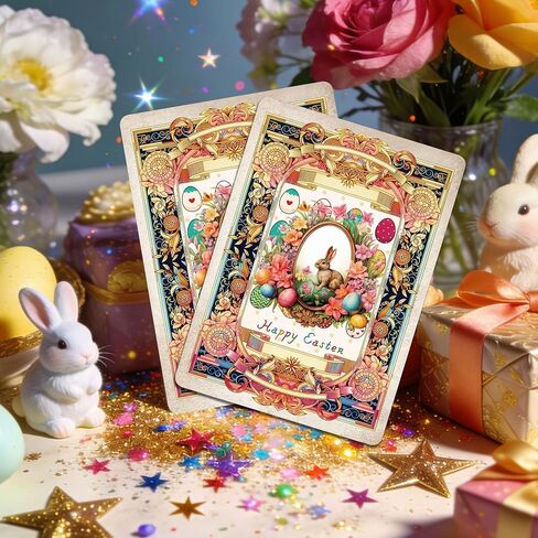 Playing Cards, Easter Bunny Themed Playing Card, Featuring 54 Unique Exquisite Illustrations And Non-Slip Surface Texture Design, Suitable For Party Games, Easter Gifts And Playing Card Collections. in Kuwait