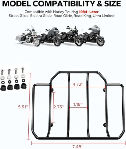 Tour Pack Luggage Rack Air Wing Trunk Top Rack Motorcycle Tour Pack Rack Compatible for Harley Touring Street Glide Electra Glide Road Glide Road King Ultra Limited 1984-Later, Black in Kuwait