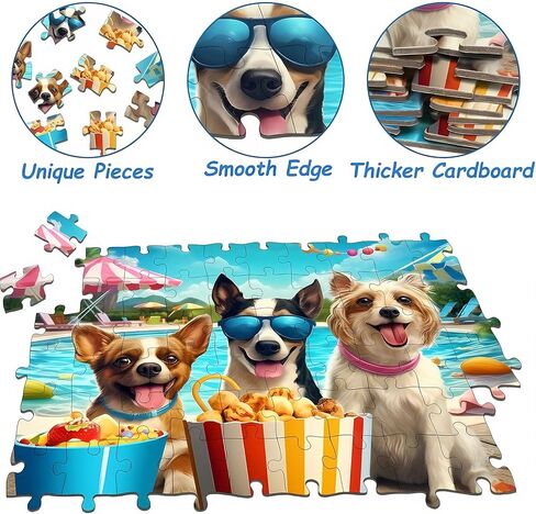 Puzzles for Kids Ages 6-8 8-10 Year Old - Amusement Park Dog Puzzles 200 Piece Puzzles for Kids Ages 6 7 8 9 10 Year Old and Adults Children Kids Puzzles for Girls and Boys Educational Toys Gifts in Saudi Arabia