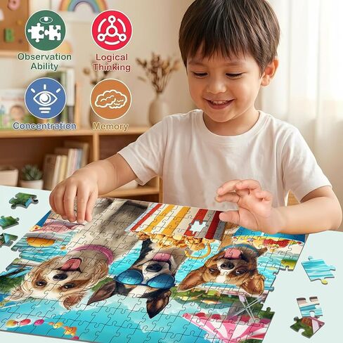 Puzzles for Kids Ages 6-8 8-10 Year Old - Amusement Park Dog Puzzles 200 Piece Puzzles for Kids Ages 6 7 8 9 10 Year Old and Adults Children Kids Puzzles for Girls and Boys Educational Toys Gifts in Saudi Arabia