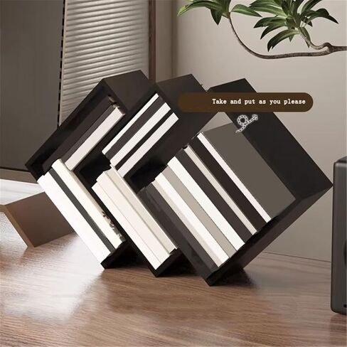 Bookshelf Geometric Shape Wooden Bookshelf Desktop Creative Simple Organizer Shelf for Living Room Home Office in Saudi Arabia