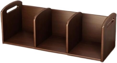 Bookshelf Three Compartments Walnut Colour Desktop Bookshelf, Wooden Storage Organizer, for Office Living Room Bedroom Study Rack for Living Room Home Office in Saudi Arabia