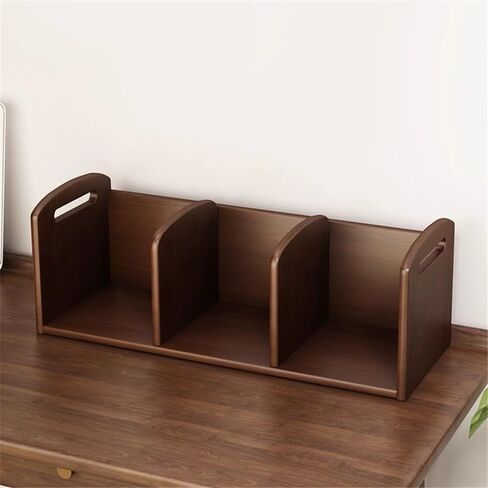 Bookshelf Three Compartments Walnut Colour Desktop Bookshelf, Wooden Storage Organizer, for Office Living Room Bedroom Study Rack for Living Room Home Office in Saudi Arabia