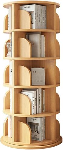 Bookshelf Solid Wood Rotating Bookshelf Floor-Standing Storage Rack Bookcase Simple Household Cabinet Living Room Display Stand for Living Room Home Office in Kuwait