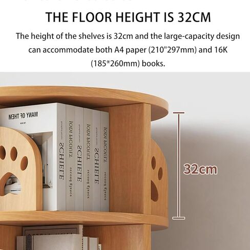 Bookshelf Solid Wood Rotating Bookshelf Floor-Standing Storage Rack Bookcase Simple Household Cabinet Living Room Display Stand for Living Room Home Office in Kuwait