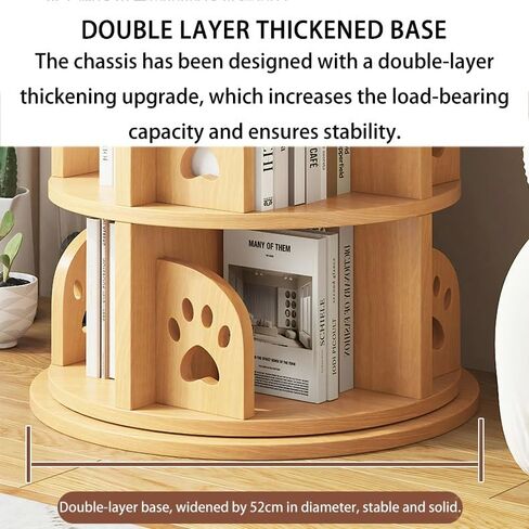 Bookshelf Solid Wood Rotating Bookshelf Floor-Standing Storage Rack Bookcase Simple Household Cabinet Living Room Display Stand for Living Room Home Office in Kuwait