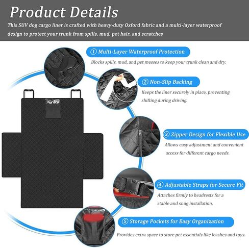 SUV Dog Cargo Liner لهوندا HR-V 2016-2020 2021 2022 2023 2024 2025 2026، غطاء شحن الحيوانات الأليفة مقاوم للماء ومضاد للانزلاق لصندوق السيارة، متين مقاوم للخدش غطاء مقعد الكلب لسيارات الدفع الرباعي in Kuwait