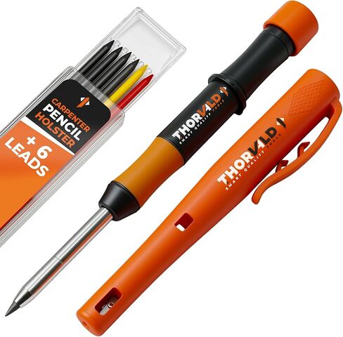 THORVALD New Carpenter Pencils with Holster for Construction - Incl. 7 Leads + Sharpener - Solid Mechanical Pencils with Fine Point/Best Marking tools Construction/Carpenters/Scriber in Saudi Arabia