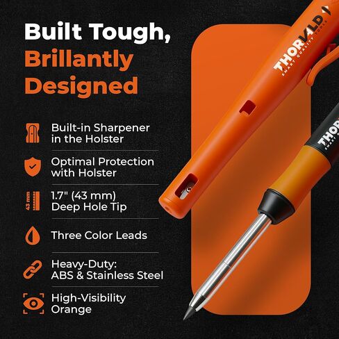THORVALD New Carpenter Pencils with Holster for Construction - Incl. 7 Leads + Sharpener - Solid Mechanical Pencils with Fine Point/Best Marking tools Construction/Carpenters/Scriber in Saudi Arabia