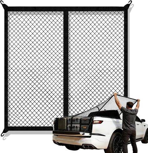 Highly Elastic Cargo Net, Simple Truck Bed Cargo Mesh Organizer, 4'x4' Stretches to 8'x8' Suitable for Daily Light Loads of Trucks, (Single Layer) in Saudi Arabia
