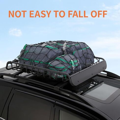 Truck Bed Cargo Net - 4' x 6' Stretches to 8' x 12', Heavy Duty Pickup Truck Bed Cargo Netting, Latex Bungee Net Mesh with Storage Bag, 12 Metal Carabiners, 12 ABS hooks for SUV, Trailer, Roof Rack in Saudi Arabia