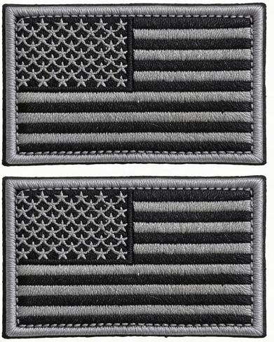 2PCS American Flag Patches,Hook & Loop Patches -Black & Gray- USA Flag for Caps Bags Vests Military Uniform Emblem Patches in Saudi Arabia