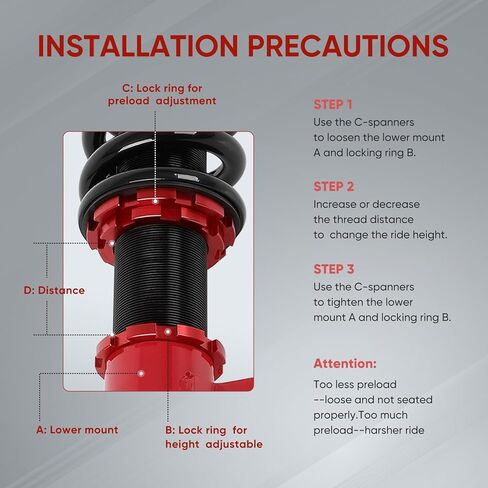 Coilovers Suspension Kit Fit for Hyundai for Veloster 2012-2017 Coilovers Struts, Height Adjustable Lowering Kit, Red in Saudi Arabia