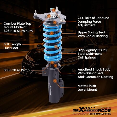 maXpeedingrods Coilover for Mercedes-Benz E-Class W212 2010-2016, 24 Levels Damper Adjustable Coilovers Suspension Kit Strut, Height Adjustable Shock Absorber Struts, T6 Upgraded Lowering Kits Blue in Kuwait