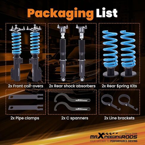 maXpeedingrods Coilover for Mercedes-Benz E-Class W212 2010-2016, 24 Levels Damper Adjustable Coilovers Suspension Kit Strut, Height Adjustable Shock Absorber Struts, T6 Upgraded Lowering Kits Blue in Kuwait
