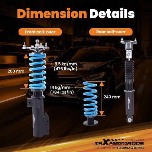 maXpeedingrods Coilover for Mercedes-Benz E-Class W212 2010-2016, 24 Levels Damper Adjustable Coilovers Suspension Kit Strut, Height Adjustable Shock Absorber Struts, T6 Upgraded Lowering Kits Blue in Kuwait
