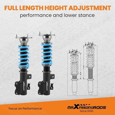 maxpeedingrods Coilovers لكاديلاك ATS RWD 2013-2019، لكاديلاك CTS RWD 2014+، طقم تعليق كويلوفيرز قابل للتعديل من 24 مستوى، ممتص صدمات قابل للتعديل للارتفاع، مجموعات خفض T6 مطورة in Kuwait