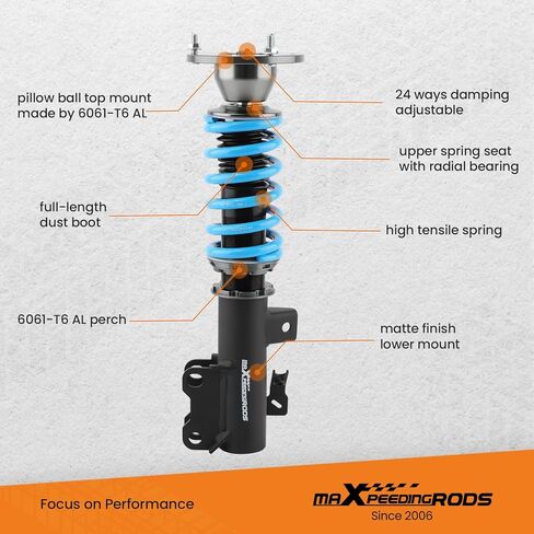 maxpeedingrods Coilovers لكاديلاك ATS RWD 2013-2019، لكاديلاك CTS RWD 2014+، طقم تعليق كويلوفيرز قابل للتعديل من 24 مستوى، ممتص صدمات قابل للتعديل للارتفاع، مجموعات خفض T6 مطورة in Kuwait