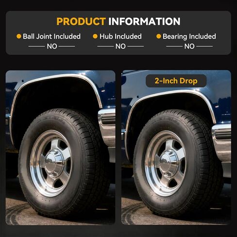 2" Drop Spindles, Front Lowering Knuckle Kit Compatible with 1988-1998 Chevy Silverado C1500 C2500 Suburban GMC Sierra 2WD, # M0117K17-1, M0117K17-2 in Saudi Arabia